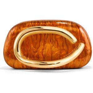Women's Caramel PU leather Acrylic Magnetic Buckle High Quality Trendy Clutch